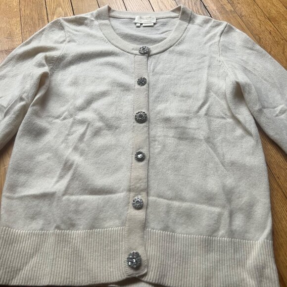 Kate Spade Size S Cream Cashmere Wool Blend Jewel Button Front Cardigan Sweater - Picture 6 of 12